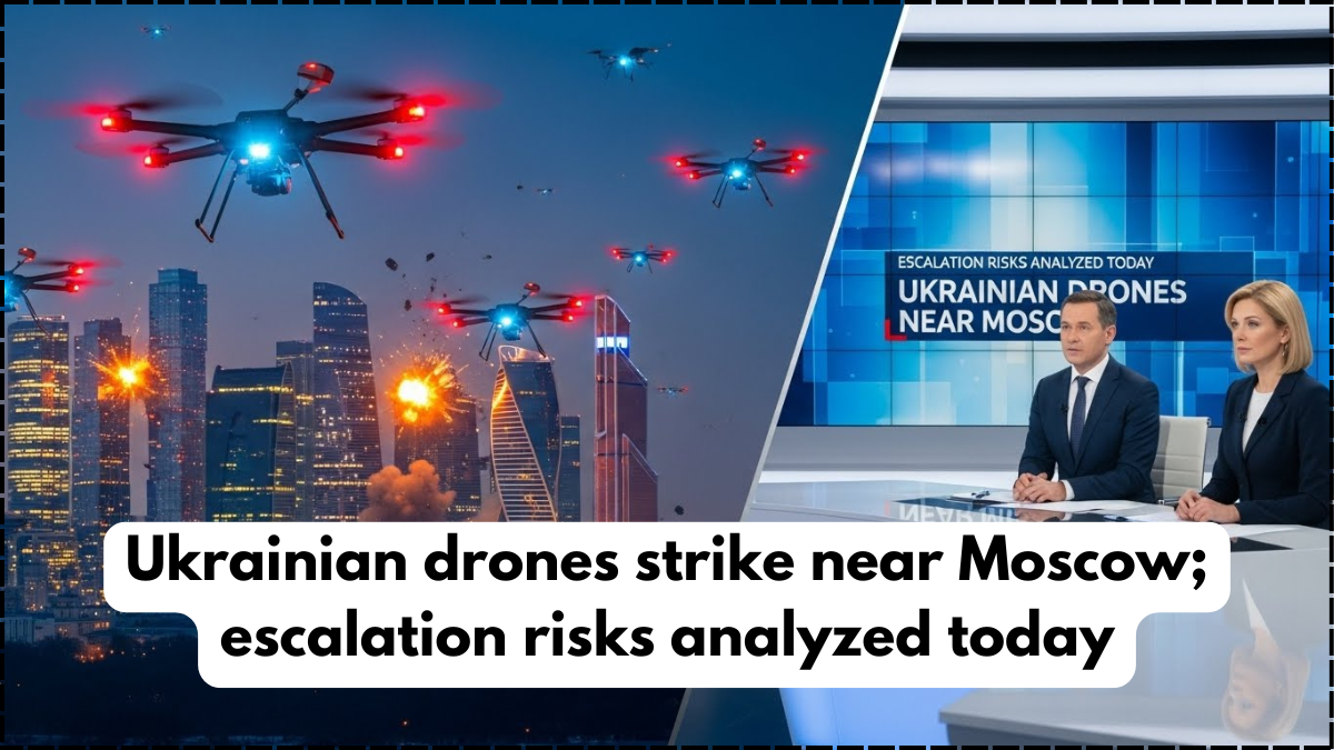 Ukrainian drones strike near Moscow; escalation risks analyzed today